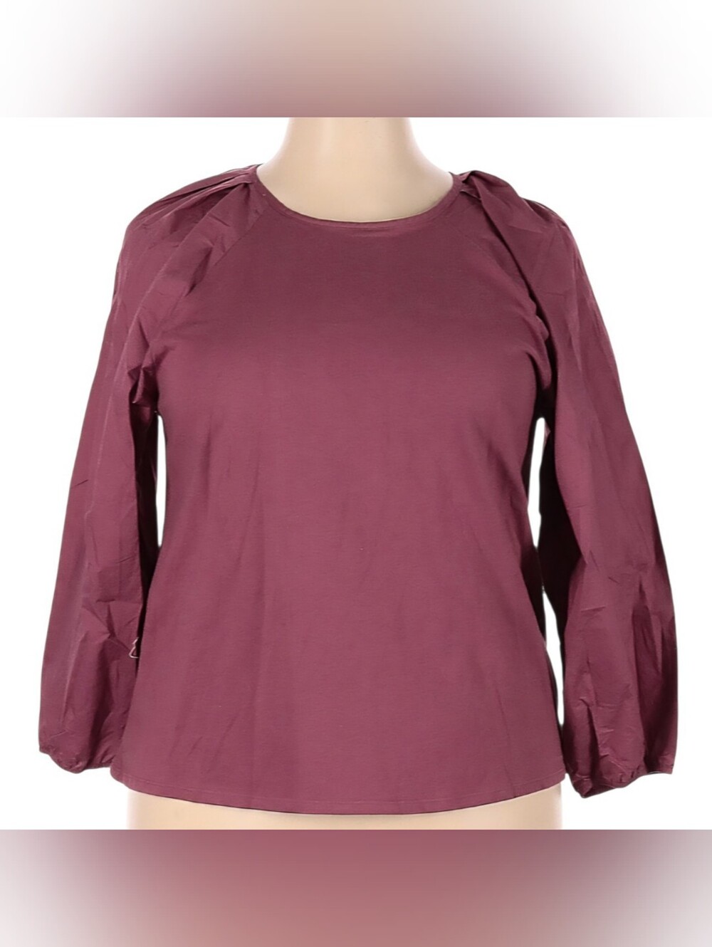 A New Day Plum Mauve Long Sleeve Raglan Balloon Sleeve Blouse XXL 100% Cotton